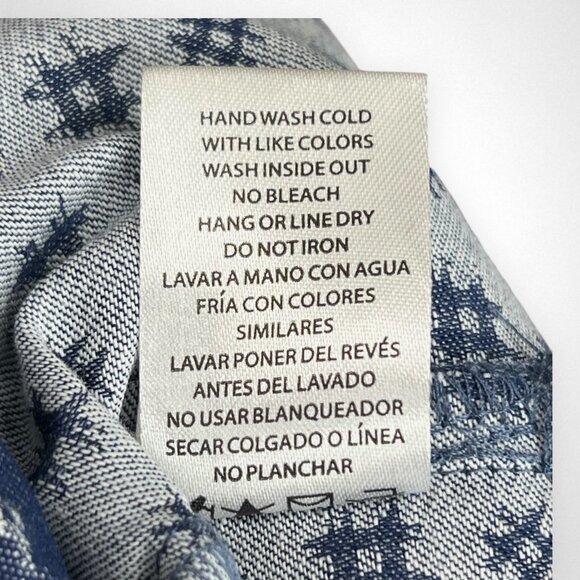 NINA LEONARD Large Off-the-Shoulder Print Denim‎ Dress Western Summer Casual - Picture 10 of 10